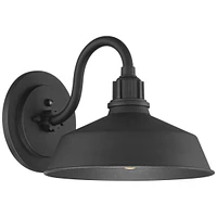 Arnett Rustic Industrial Farmhouse Outdoor Barn Light Fixtures Set of 2 Black Dusk to Dawn Gooseneck 10 1/2" for Exterior Deck House Porch Yard Patio