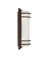 Habitat Modern Industrial Outdoor Wall Light Fixture Rubbed Bronze Steel 16" Opal Etched Glass for Exterior House Porch Patio Outside Deck Garage Yard