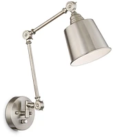 Mendes Modern Industrial Adjustable Swing Arm Wall Lamps with Cord Set of 2 Brushed Nickel Plug In Light Fixture Dimmable Metal Shade Bedroom Bedside
