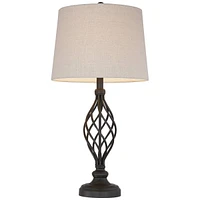 Annie Traditional Rustic Farmhouse Table Lamps 28" Tall Full Size Set of 2 Bronze Iron Scroll Tapered Cream Drum Shade for Living Room Bedroom House B