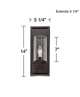 Nobel Industrial Rustic Wall Light Sconce Bronze Hardwired 5 1/4" Fixture Clear Seedy Cylinder Glass Shade for Bedroom Bedside Bathroom Vanity Living