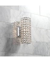 Cesenna Modern Wall Sconces Lighting Set of 2 Chrome Hardwired 4 3/4" Wide Fixture Crystal Cylinder Shade for Bedroom Bathroom Bedside Living Roo