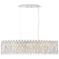 Possini Euro Design Alyssa Chrome Silver Large Linear Pendant Chandelier Lighting 36 1/2" Wide Modern Crystal 11