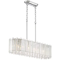 Possini Euro Design Mirabell Chrome Silver Large Linear Island Pendant Chandelier 34" Wide Modern Led Clear Glass Crystal Prism 6