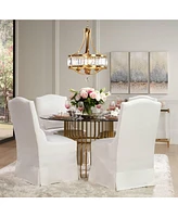 Possini Euro Design Prava Warm Brass Pendant Chandelier Lighting 21 1/2" Wide Strip Crystal Shade 4-Light Fixture for Dining Room House Foyer Entryway