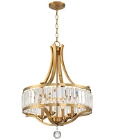 Possini Euro Design Prava Warm Brass Pendant Chandelier Lighting 21 1/2" Wide Strip Crystal Shade 4