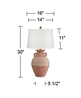 Sierra Rustic Southwestern Style Jug Table Lamp 30" Tall Red Brown Sandstone Linen Drum Shade Decor for Living Room Bedroom House Bedside Nightstand H