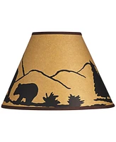 Mountain Scene Brown Paper Medium Empire Lamp Shade 6" Top x 14" Bottom x 10" Slant x 10.75" High (Spider) Replacement with Harp and Finial