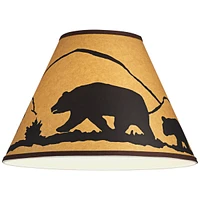 Mountain Scene Brown Paper Medium Empire Lamp Shade 6" Top x 14" Bottom x 10" Slant x 10.75" High (Spider) Replacement with Harp and Finial