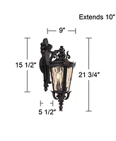 Casa Marseille European Outdoor Wall Light Fixture Bronze Scroll 21 3/4" Champagne Hammered Glass for Exterior House Porch Patio Outside Deck Garage F