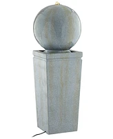 Ball and Pillar Modern Outdoor Bubbler Floor Fountain with Light Led 34 1/4" High Gray Faux Stone for Garden Patio Yard Deck Home Lawn Porch House Rel