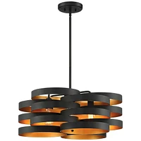 Possini Euro Design Zia Black Gold Metal Hanging Chandelier Lighting 25.50" Wide Modern Industrial 6-Light Fixture for Dining Room House Home Foyer Ki