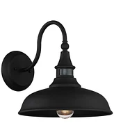 Gough Rustic Industrial Farmhouse Outdoor Barn Light Fixture Set of 2 Texturized Black Dusk To Dawn Motion Sensor Dark Sky 12 1/2" for Exterior House