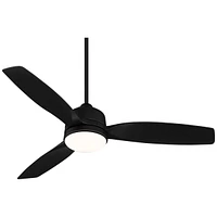 Casa Vieja 54" Tres Aurora Modern 3 Blade Indoor Outdoor Ceiling Fan with Dimmable Light Led Remote Control Matte Black Opal Etched Diffuser Wet Rated