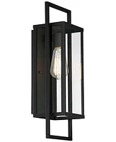 Jericho Modern Industrial Outdoor Wall Light Fixture Textured Black Metal 19" Clear Glass Panel for Exterior House Porch Patio Outside Deck Garage Yar