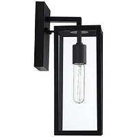 Titan Modern Industrial Dusk to Dawn Outdoor Wall Light Fixture Mystic Black 14" Clear Glass Damp Rated for Exterior House Porch Patio Outside Deck Ga