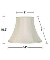 Creme Medium Bell Lamp Shade 7" Top x 14" Bottom x 11" Slant x 10.5" High (Spider) Replacement with Harp and Finial - Imperial Shade