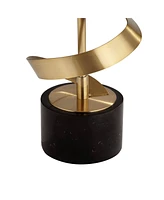 Twist Modern Table Lamp 31" Tall Sculptural Brass Gold Metal Marble Black Drum Shade with Gold Liner Decor Bedroom Living Room Nightstand Bedside Nigh