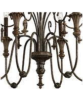 Kathy Ireland Bronze Beige Chandelier Lighting 28" Wide Rustic French Scrolled Tiers Frame 6-Light Fixture for Dining Room House Home Foyer Kitchen En