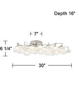 Possini Euro Design Lilypad Modern Ceiling Light Semi Flush-Mount Fixture 30" Wide Chrome 12-Light Frosted Opal Etched Glass for Bedroom Kitchen Livin