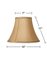 Tan and Brown Medium Bell Lamp Shade 7" Top x 14" Bottom x 11" High (Spider) Replacement with Harp and Finial - Springcrest