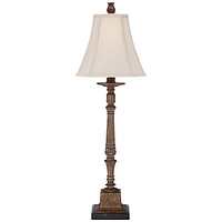 Thornwood 35 1/2" Tall Large Traditional End Table Lamp Brown Single Fabric Beige Shade Console Living Room Bedroom Bedside Nightstand House Office Ho