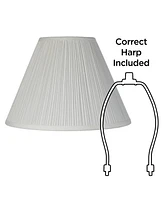 Springcrest 6 1/2" Top x 15" Bottom x 10 1/2" High x 11" Slant Lamp Shade Replacement Medium White Empire Mushroom Round Traditional Linen Pleated Spi