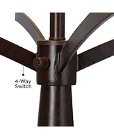 Tremont Rustic Farmhouse Table Lamp 31 1/2" Tall Allegheny Bronze Brown Iron Burlap Fabric Drum Shade for Bedroom Living Room House Home Bedside Night