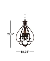 Franklin Iron Works Dunnell Bronze Foyer Pendant Chandelier 18 3/4" Wide Rustic Farmhouse Open Scroll 4-Light Fixture for Dining Room House Foyer Entr