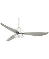 Possini Euro Design 56" Vengeance Modern Indoor Ceiling Fan 3 Blade Led Light Remote Control Chrome Finish Silver Blades Bedroom Living Room Kitchen D