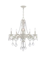 Kathy Ireland Chateau de Conde Antique Rubbed White Chandelier Lighting 26" Wide French Clear Crystal 5-Light Fixture for Dining Room House Foyer Entr