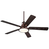 Casa Vieja 60" Wind and Sea Farmhouse Rustic Industrial Indoor Outdoor Ceiling Fan 5 Blade Led Light Remote Control Oil Rubbed Bronze Finish Brown Bla