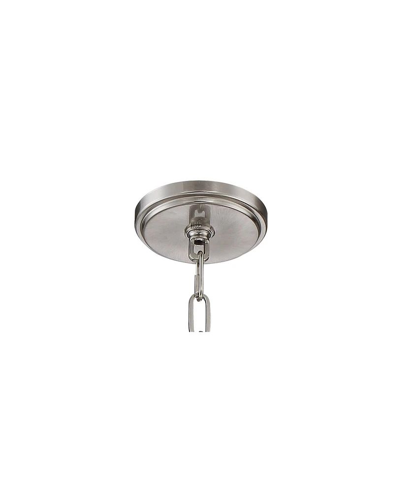 Franklin Iron Works Charleston Satin Nickel Pendant Chandelier 16" Wide Rustic Farmhouse Seeded Clear Glass Led 3