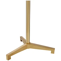 Possini Euro Design Encino Modern Glam Luxe Floor Lamp Standing 60" Tall Antique Brass Gold Metal Tripod Base Off-White Fabric Drum Shade Decor for Li
