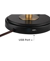Wray Modern Adjustable Desk Lamp 26 3/4" High with Usb Charging Port Painted Black Brass Metal Cone Shade for Living Room Bedroom House Bedside Nights