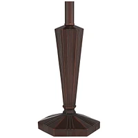 Land ford Traditional Mission Tiffany Style Accent Table Lamp 22.5" High Bronze Brown Metal Antique Glass Art Shade Decor for Living Room Bedroom Hous