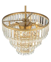 Vienna Full Spectrum Magnificence Soft Gold Pendant Chandelier 14 1/2" Wide Modern Led 3-Tiered Clear Faceted Crystal Glass 7-Light Fixture for Dining