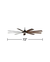 72" Tahoe Breeze Industrial Indoor Outdoor Ceiling Fan with Led Light Remote Control Matte Black Dark Walnut Wood Damp Rated for Patio Exterior House