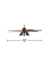 72" Predator Rustic Farmhouse Indoor Ceiling Fan with Led Light Remote Control English Bronze Metal Cherry for Living Room Kitchen House Bedroom Famil