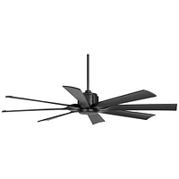 60" Defender Modern Indoor Outdoor Ceiling Fan with Remote Control Matte Black Damp Rated for Patio Exterior House Home Porch Gazebo Garage Barn