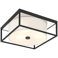 Possini Euro Design Graham Modern Ceiling Light Flush-Mount Fixture 17 1/2" Matte Black Square Metal Frame 3