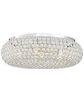 Vienna Full Spectrum Modern Close To Ceiling Light Flush Mount Fixture 15 1/2" Wide 6-Light Led Chrome Crystal Accent for Bedroom Hallway Living Room