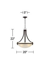 Regency Hill Mallot Oil Rubbed Bronze Pendant Chandelier 20" Wide Champagne Crackle Glass Bowl Shade 4-Light Fixture for Dining Room House Foyer Entry