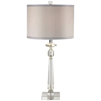 Aline 26 1/2" Tall Traditional Table Lamp Clear Crystal Single Gray Shade Living Room Bedroom Bedside Nightstand House Office Home Reading Kitchen Ent