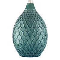 Kate Coastal Vase-Shaped Table Lamp 24.75" High Sea Foam Blue Green Ceramic Oatmeal Tapered Drum Shade for Living Room Bedroom Beach House Bedside Nig