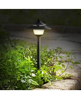 Pagoda Textured Black 8-Piece Led Landscape Path Light Set - John Timberland