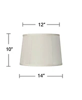 Set of 2 Softback Tapered Drum Lamp Shades Off-White Medium 12" Top x 14" Bottom x 10" Slant Spider with Replacement Harp and Finial Fitting