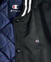 Champion Men's Classic Logo Striped-Trim Varsity Jacket