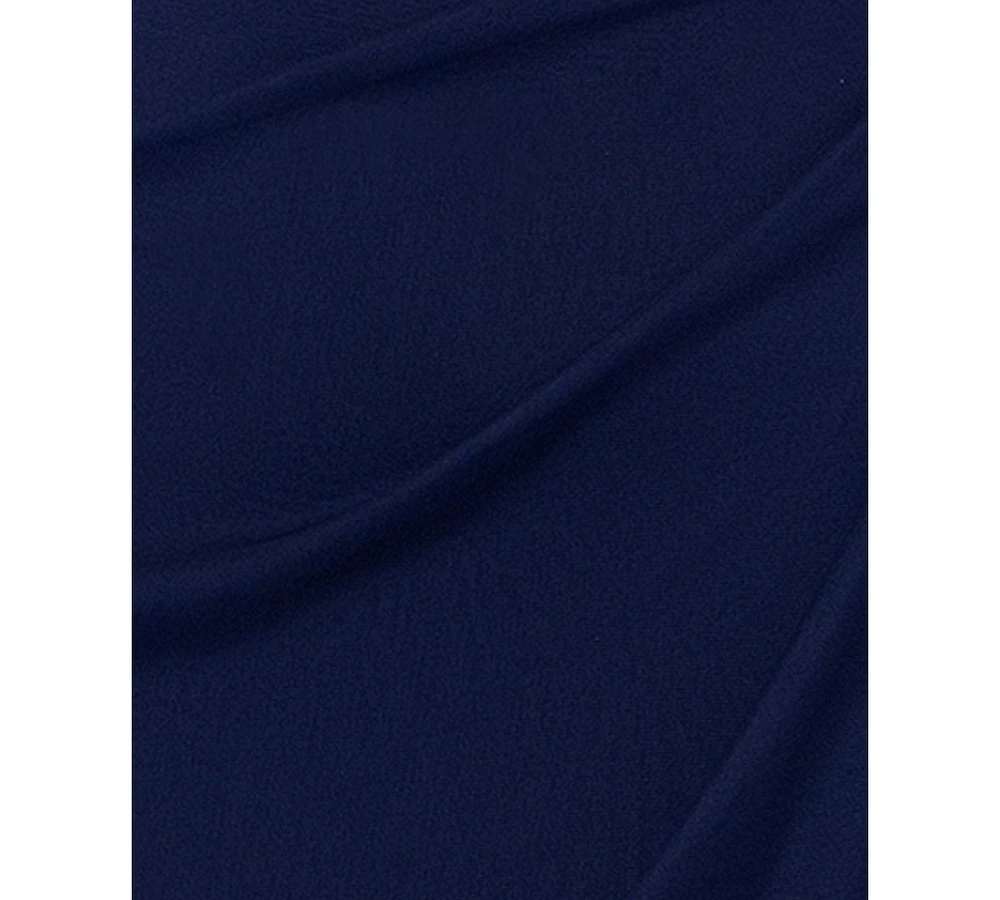 Xscape Petite Beaded Scallop-Sleeve Cascading Dress