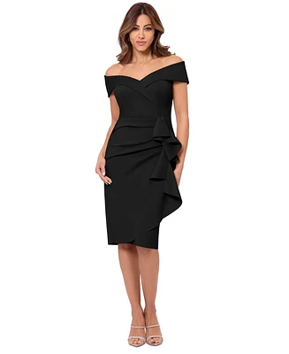 Xscape Women's Off-The-Shoulder Sweetheart Ruffle Dress